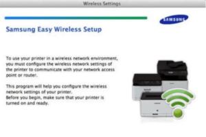 Main installation screen shows the main Samsung Easy Wireless Setup page