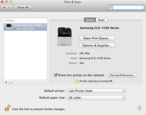 The setup is complete. Go to the Print and Scan in System Preferences to see your printer