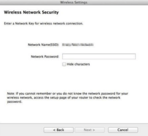 Type the Security Key (WEPWPAWPA2) in the network password
